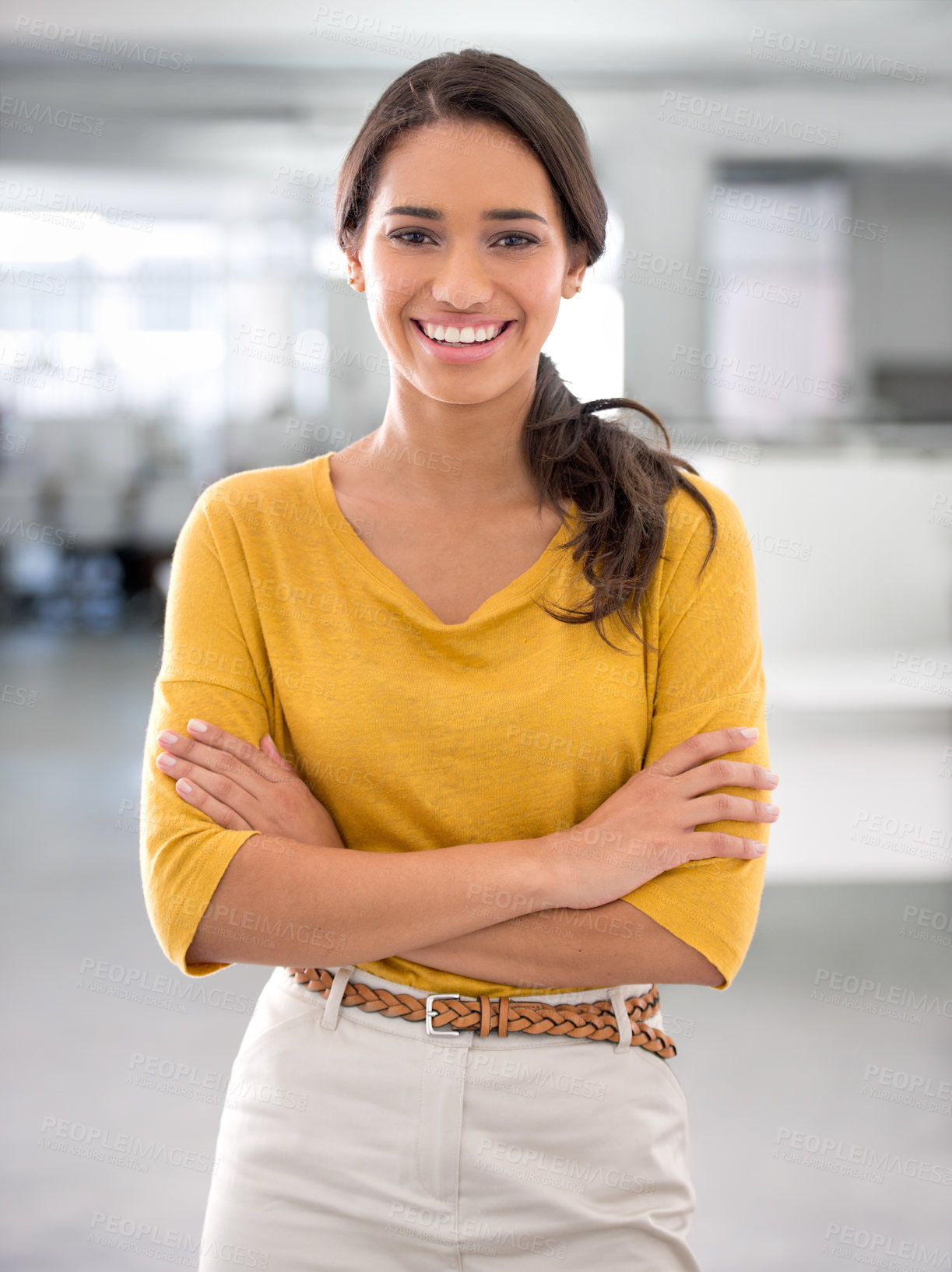 Buy stock photo Cropped portrait of an attractive young businesswoman in the office