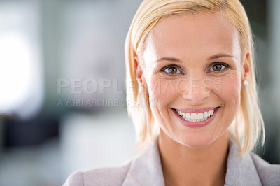 Buy stock photo Cropped shot of an attractive young businesswoman in the office