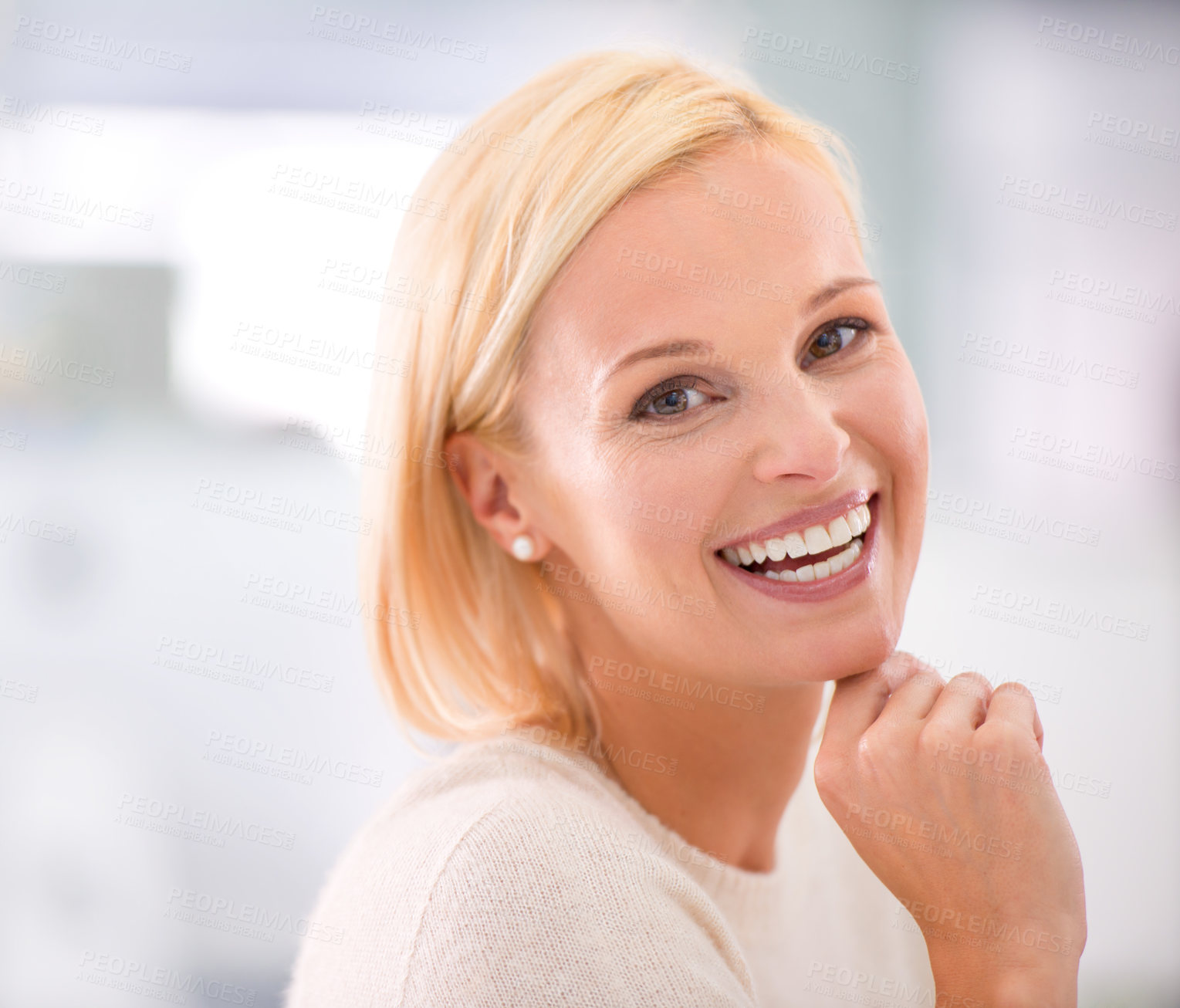 Buy stock photo Cropped portrait of an attractive young businesswoman in the office