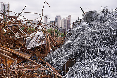 Buy stock photo Cropped shot of a pile of equipment and scrap metal