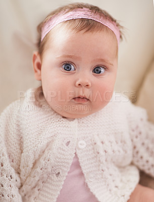 Buy stock photo Cropped shot of an adorable baby girl