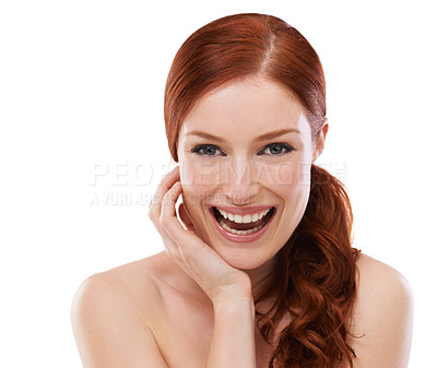 Buy stock photo Studio shot of a redheaded woman isolated on white