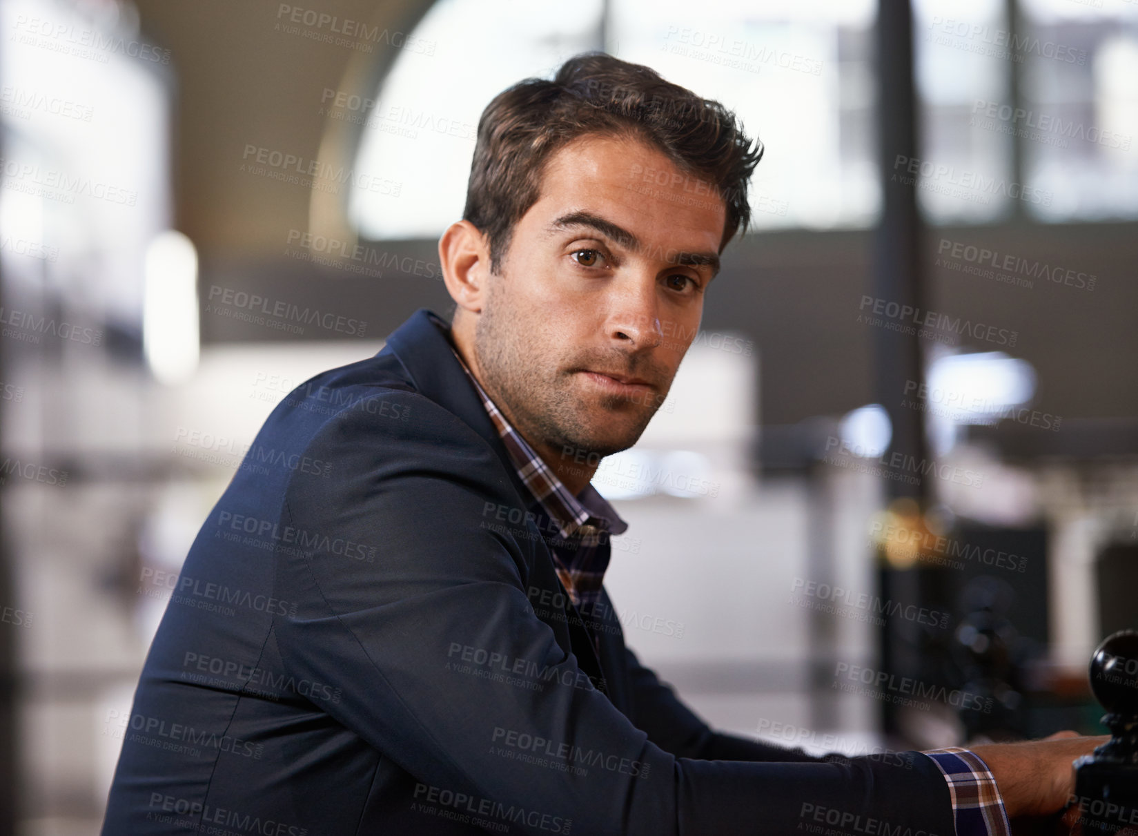 Buy stock photo Professional, businessman and portrait at desk in office as meeting, convention and event planner for hotels. Male person, entrepreneur and creative career for profession, job and client service