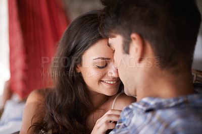 Buy stock photo Shot of an affectionate young couple