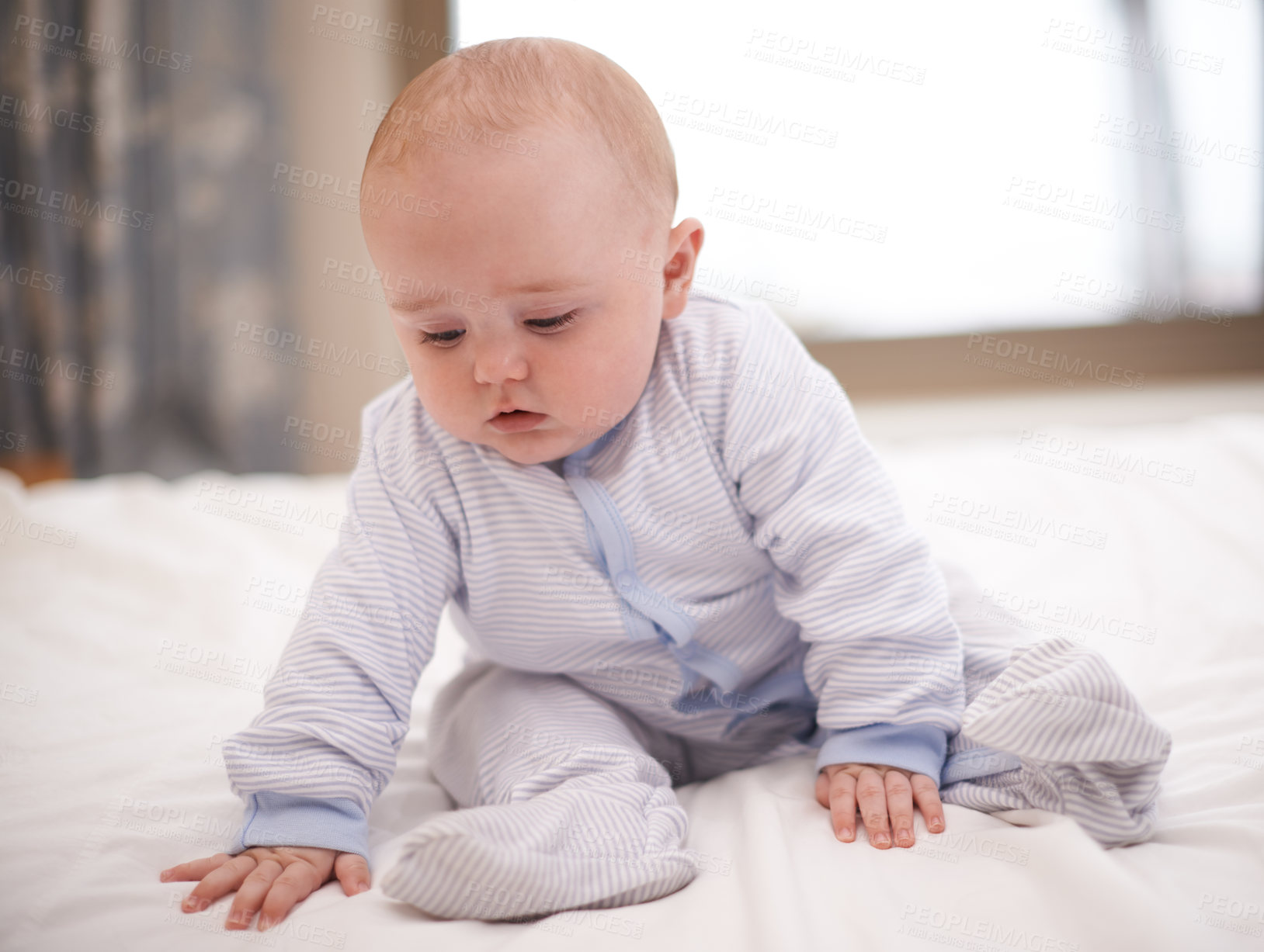 Buy stock photo Cropped shot of an adorable baby boy