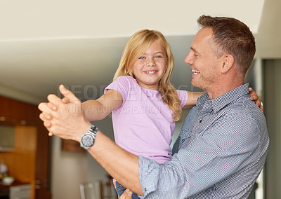 Buy stock photo Portrait of a father and daughter enjoying a dance together