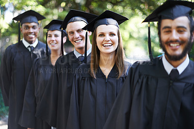 Buy stock photo A group of happy students on graduation day