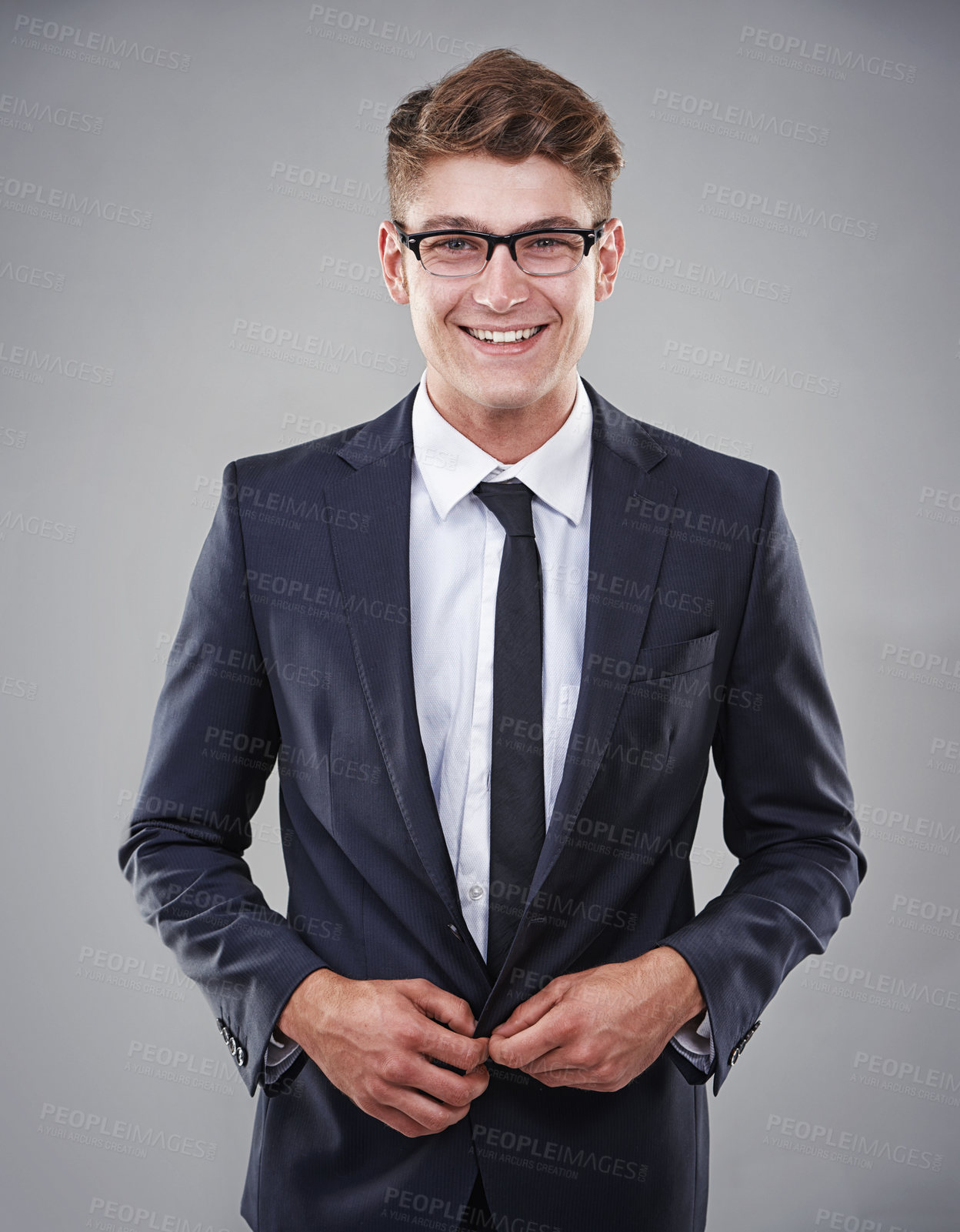 Buy stock photo Shot of a smiling business man with glasses on