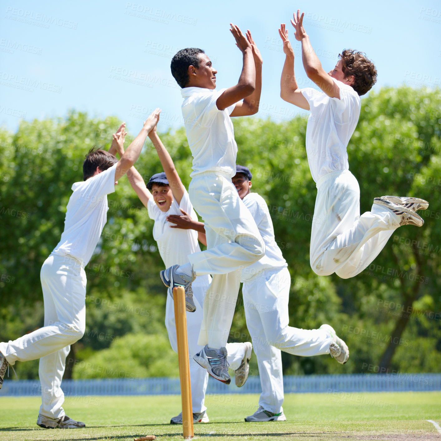 Buy stock photo Cropped shot of victorious sportsmen
