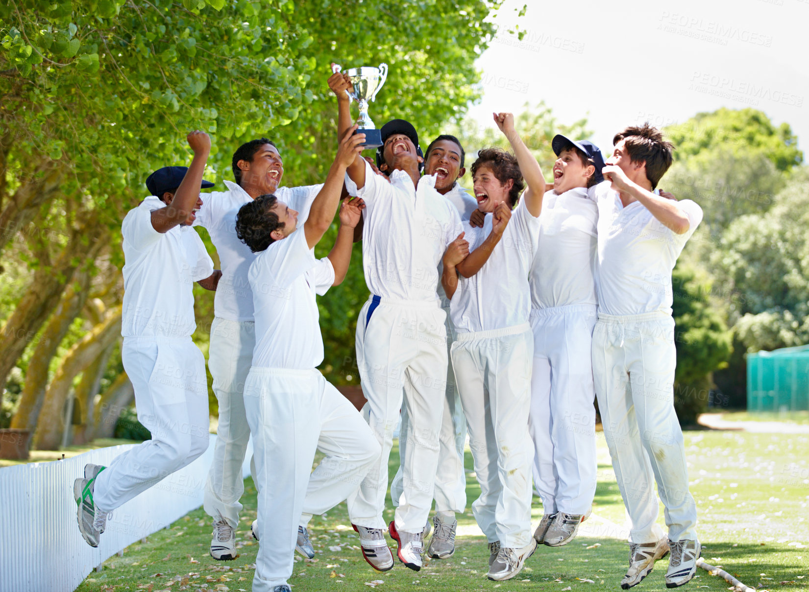 Buy stock photo Cropped shot of victorious sportsmen