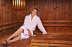 Enjoying her session with the sauna