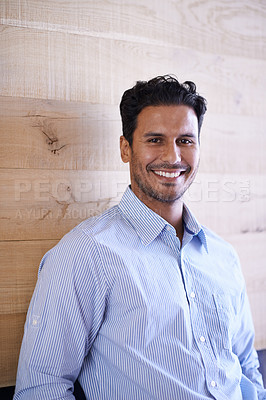 Buy stock photo Cropped shot of a handsome young businessman