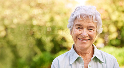 Buy stock photo A senior woman relaxing outdoors