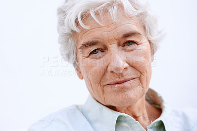 Buy stock photo A senior woman relaxing outdoors