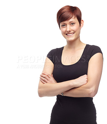 Buy stock photo Studio shot of an attractive young woman isolated on white