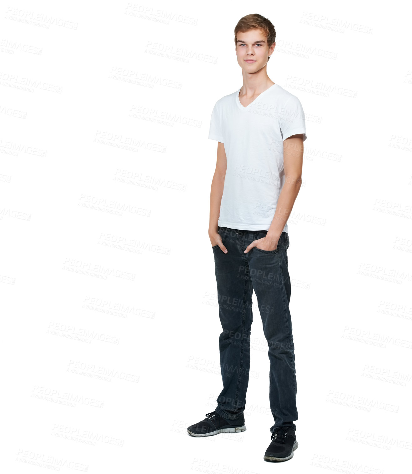 Buy stock photo A full length portrait of a handsome young man isolated on white