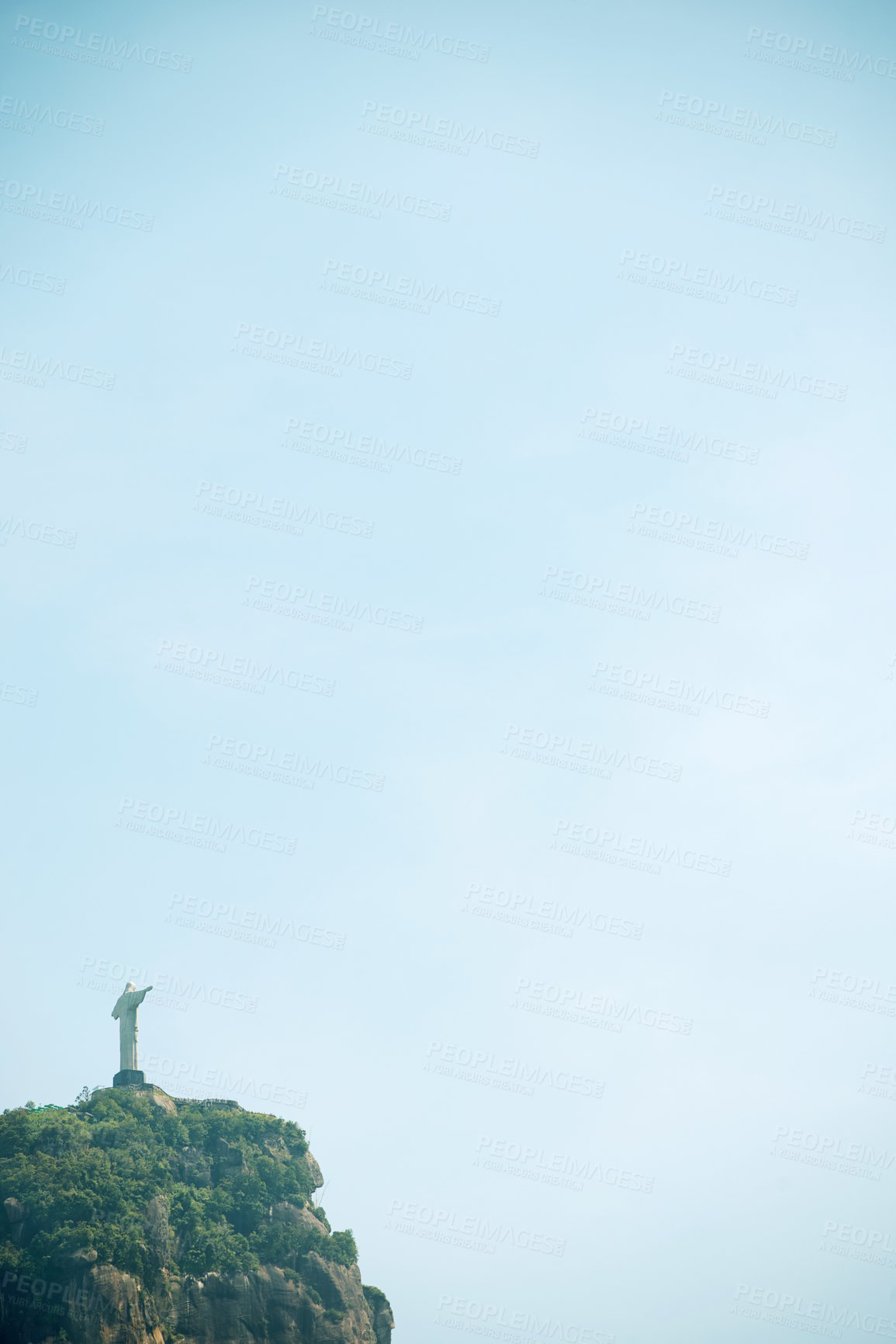 Buy stock photo Shot of the Christ the Redeemer monument in Rio de Janeiro, Brazil