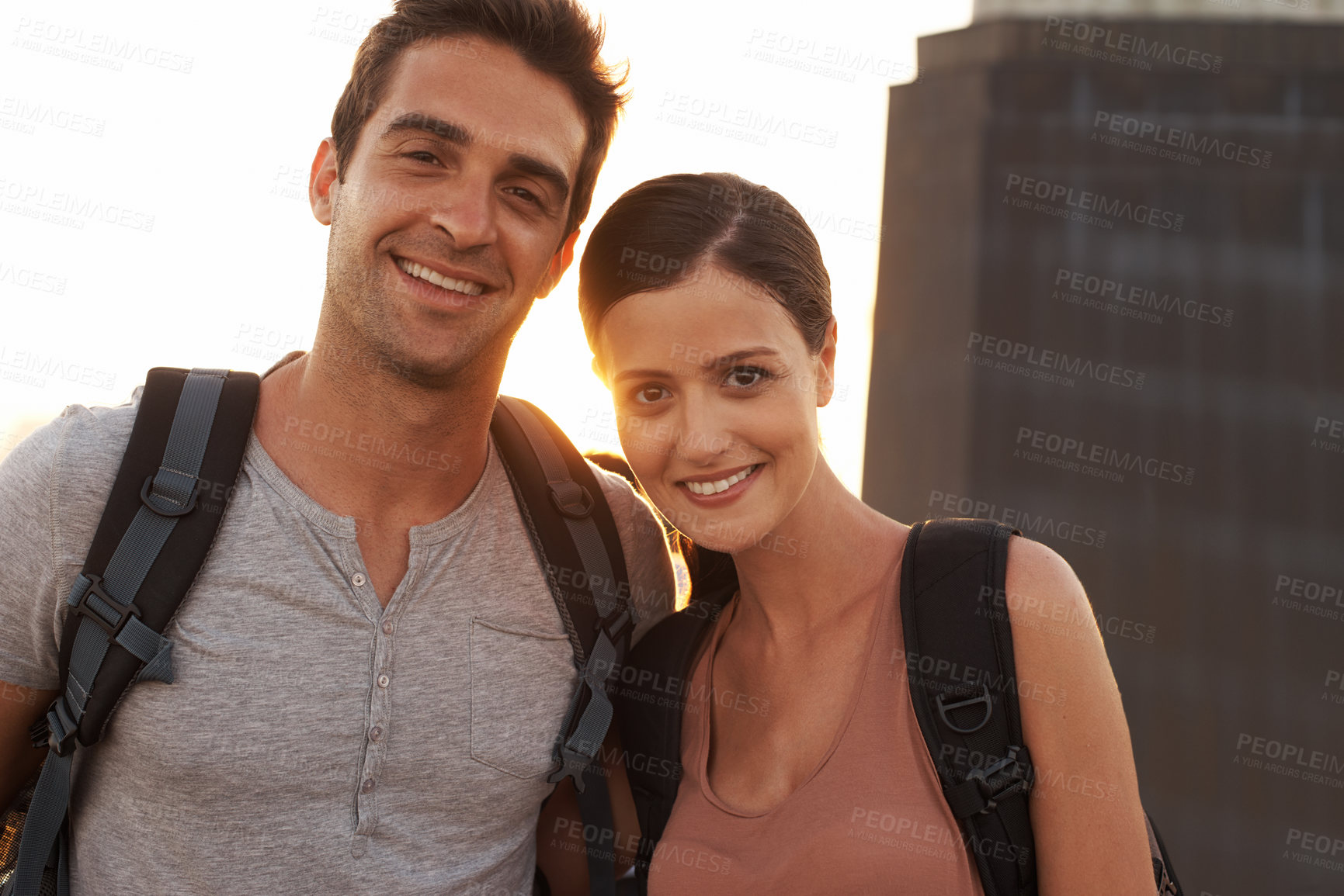 Buy stock photo Cropped shot of a young couple touring a foreign city