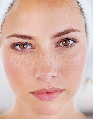 Buy stock photo Head shot of a gorgeous woman with a flawless complexion