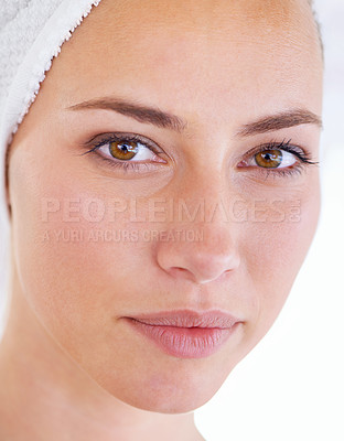 Buy stock photo Close up shot of a stunning woman with a flawless complexion