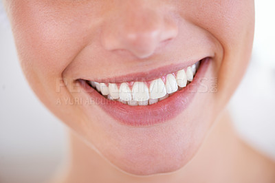 Buy stock photo Close up of a woman's sparkling teeth