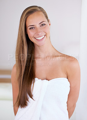 Buy stock photo Front view shot of a woman showing off her healthy long hair