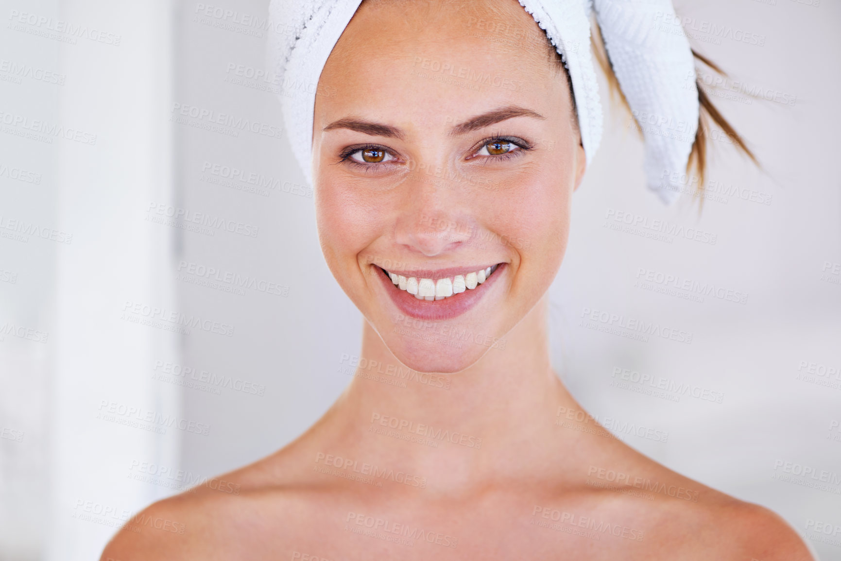Buy stock photo Head and shoulder shot of a stunning woman with a flawless complexion