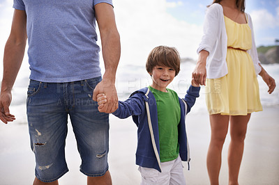 Buy stock photo A little boy on holiday with his family