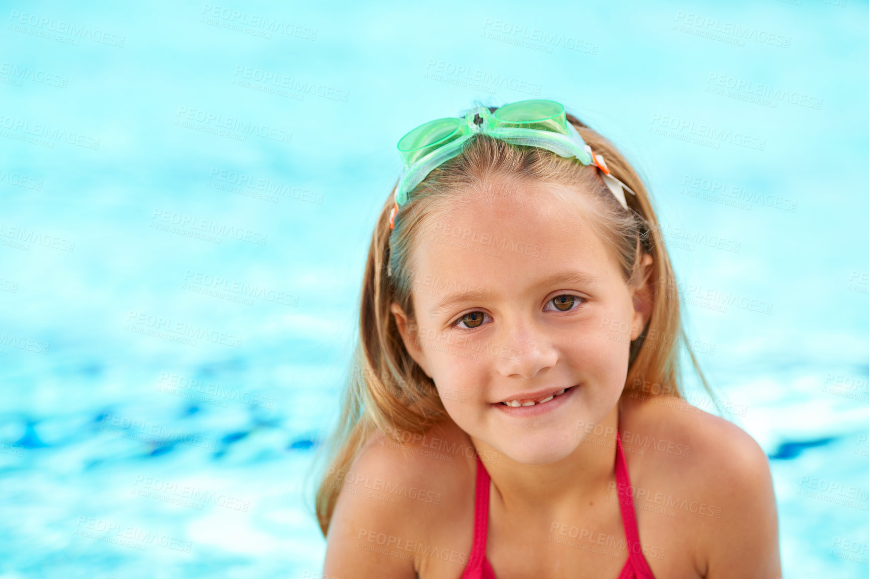 Buy stock photo A little girl in the swimming pool