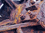 Rusty-colored iron - old age steel metal nut