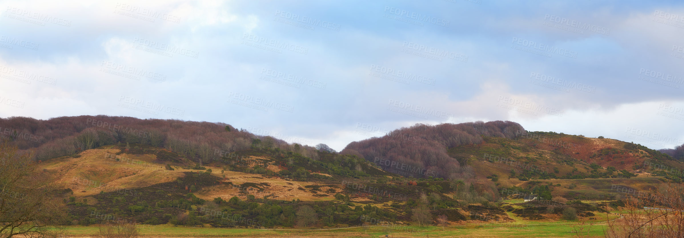 Buy stock photo Shot of a wide and open hill