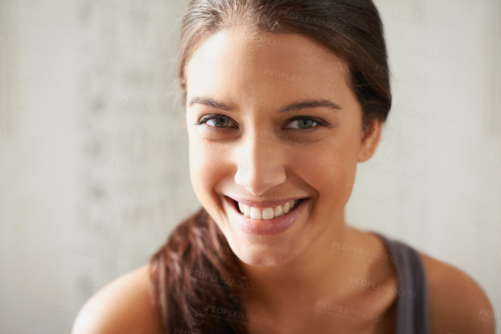 Buy stock photo Head and shoulders portrait of a beautiful young woman
