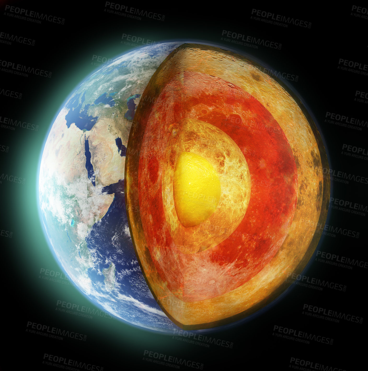 Buy stock photo Cross section of the varying layers of the earth - ALL design on this image is created from scratch by Yuri Arcurs'  team of professionals for this particular photo shoot