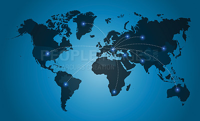 Buy stock photo A computer generated graphic showing how continents are interconnected - ALL design on this image is created from scratch by Yuri Arcurs'  team of professionals for this particular photo shoot