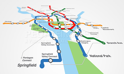 Buy stock photo Cropped view of a map of the underground railway lines - ALL design on this image is created from scratch by Yuri Arcurs'  team of professionals for this particular photo shoot