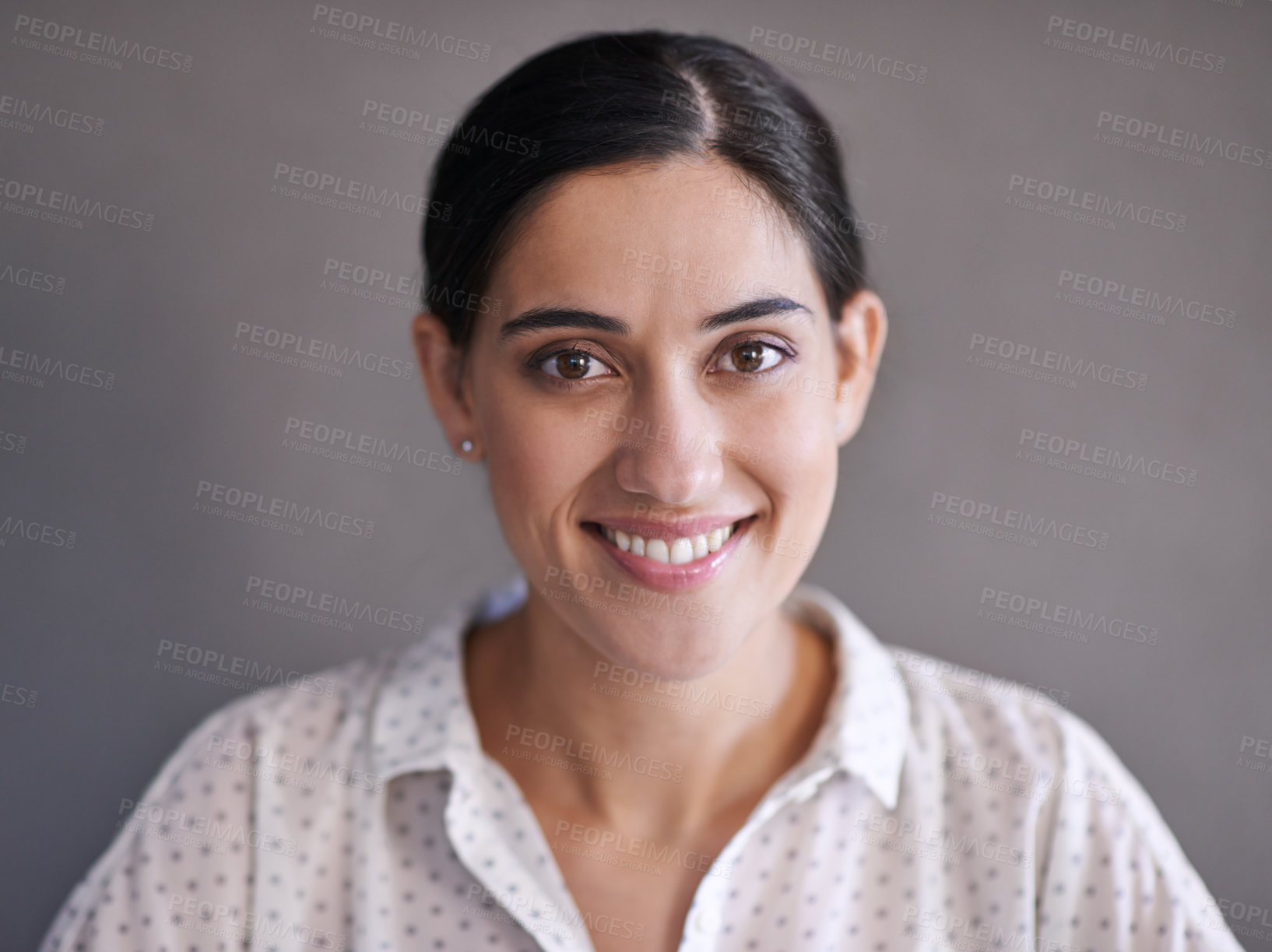 Buy stock photo Cropped shot of a beautiful young woman at home