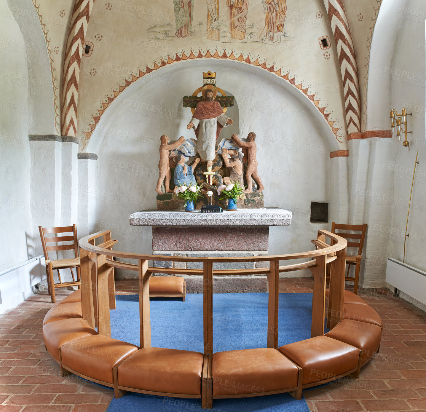 Buy stock photo The Evangelical-Lutheran Church in Denmark. The supreme secular authority of the church is composed of the reigning monarch and Denmark's Parliament, the Folketing.