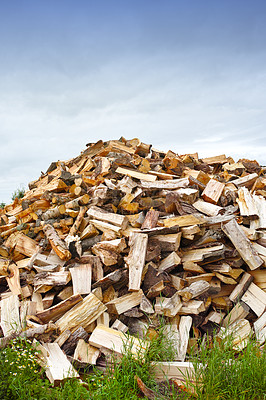 Buy stock photo A large pile of wood