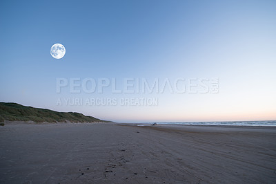 Buy stock photo A sandy beach along Jutland, the west coast of Denmark