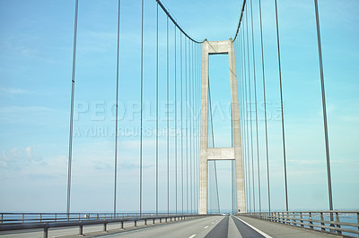 Buy stock photo A suspension bridge in Denmark