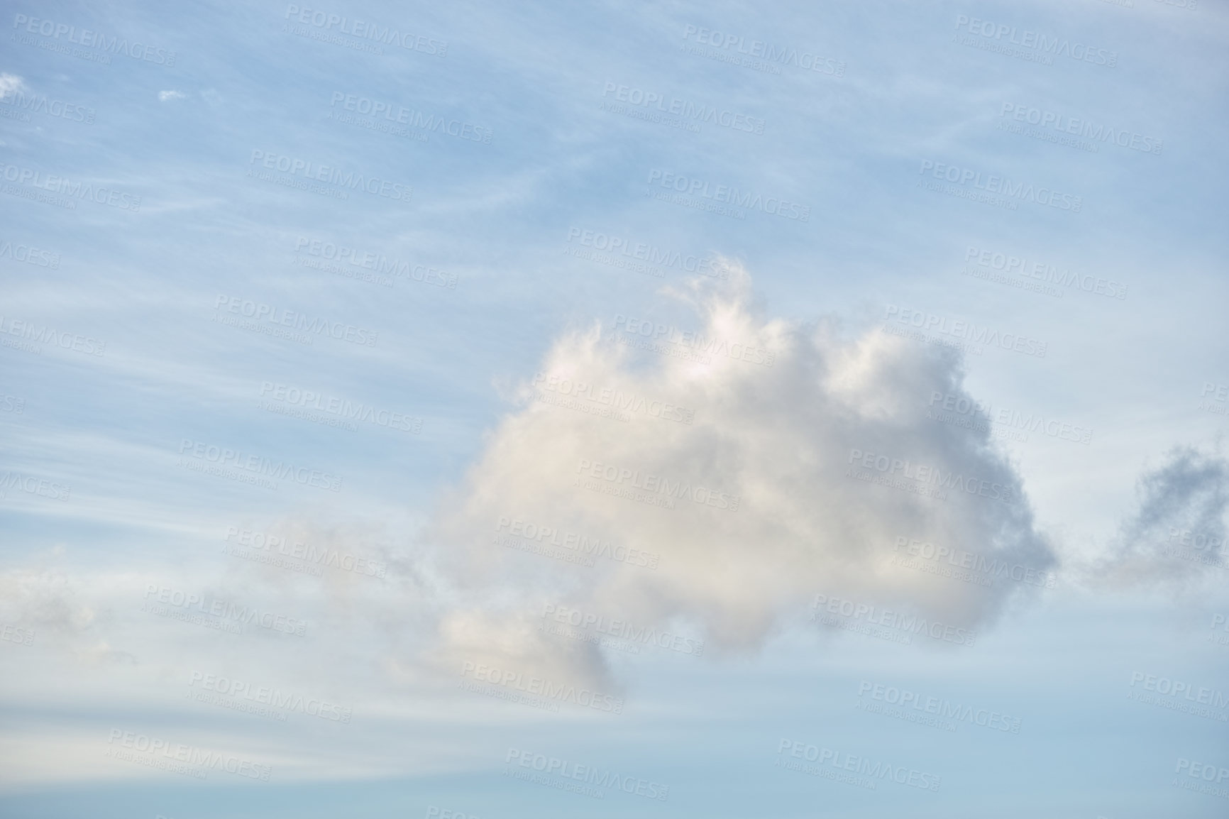 Buy stock photo Wispy white clouds against a blue sky