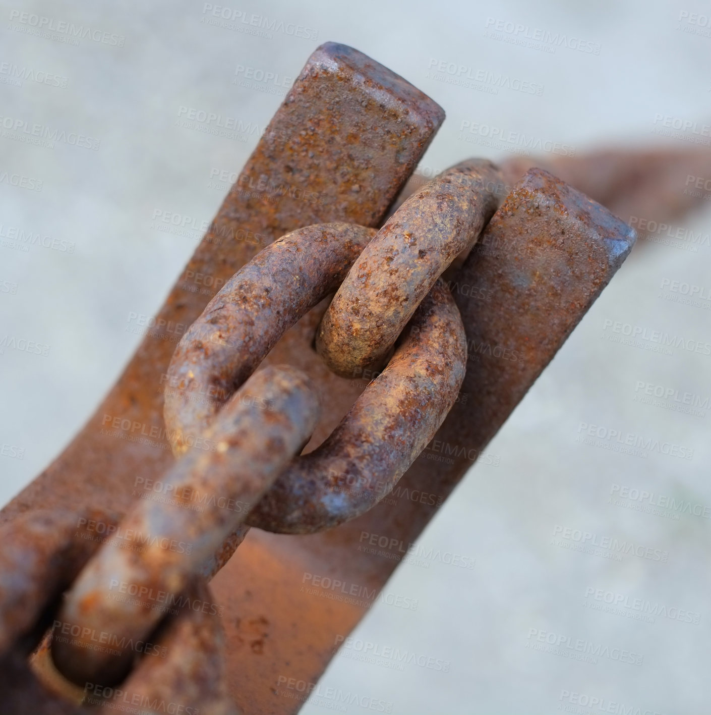 Buy stock photo Closeup of a rusty cable chain