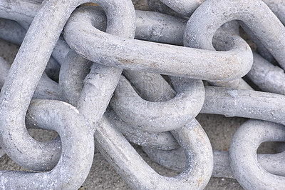 Buy stock photo A cropped closeup image of a linked chain
