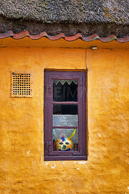 Buy stock photo A window seen from the outside of a charming cottage