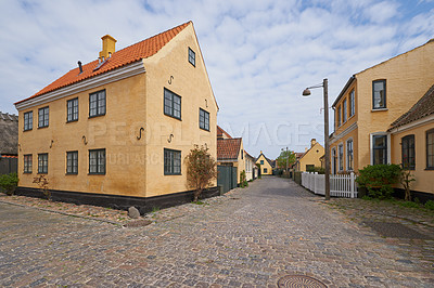 Buy stock photo Olld houses in the historical city of Dragoer, Copenhagen, Denmark