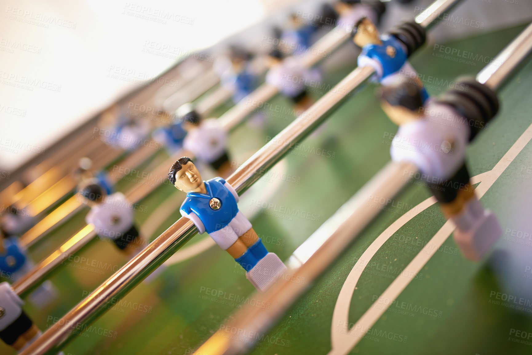 Buy stock photo A close-up image of a foosball table