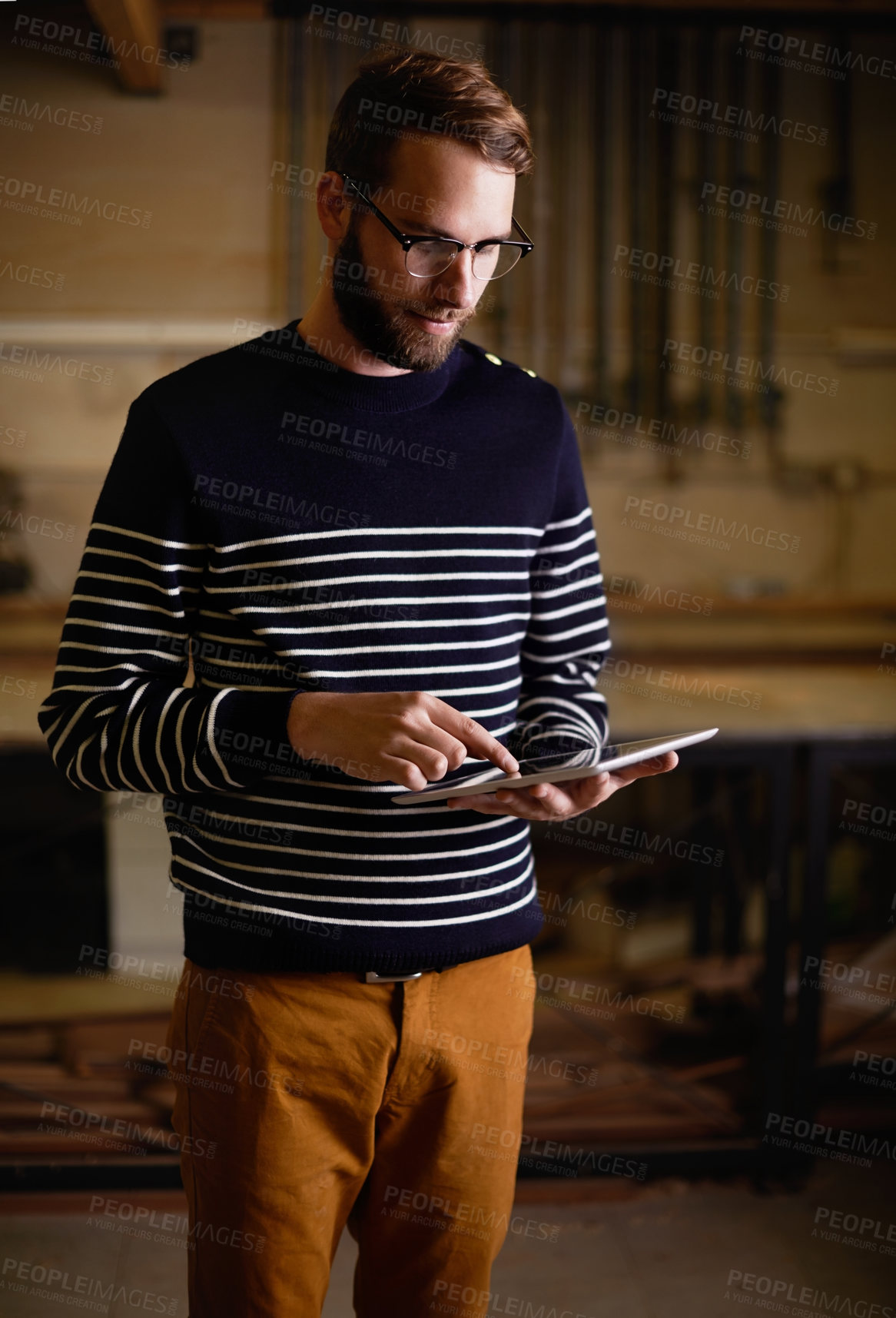 Buy stock photo Cropped shot of a hipster using a touchscreen device