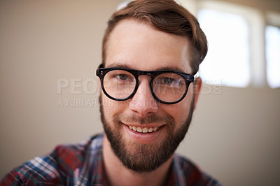 Buy stock photo Shot of a handsome hipster indoors