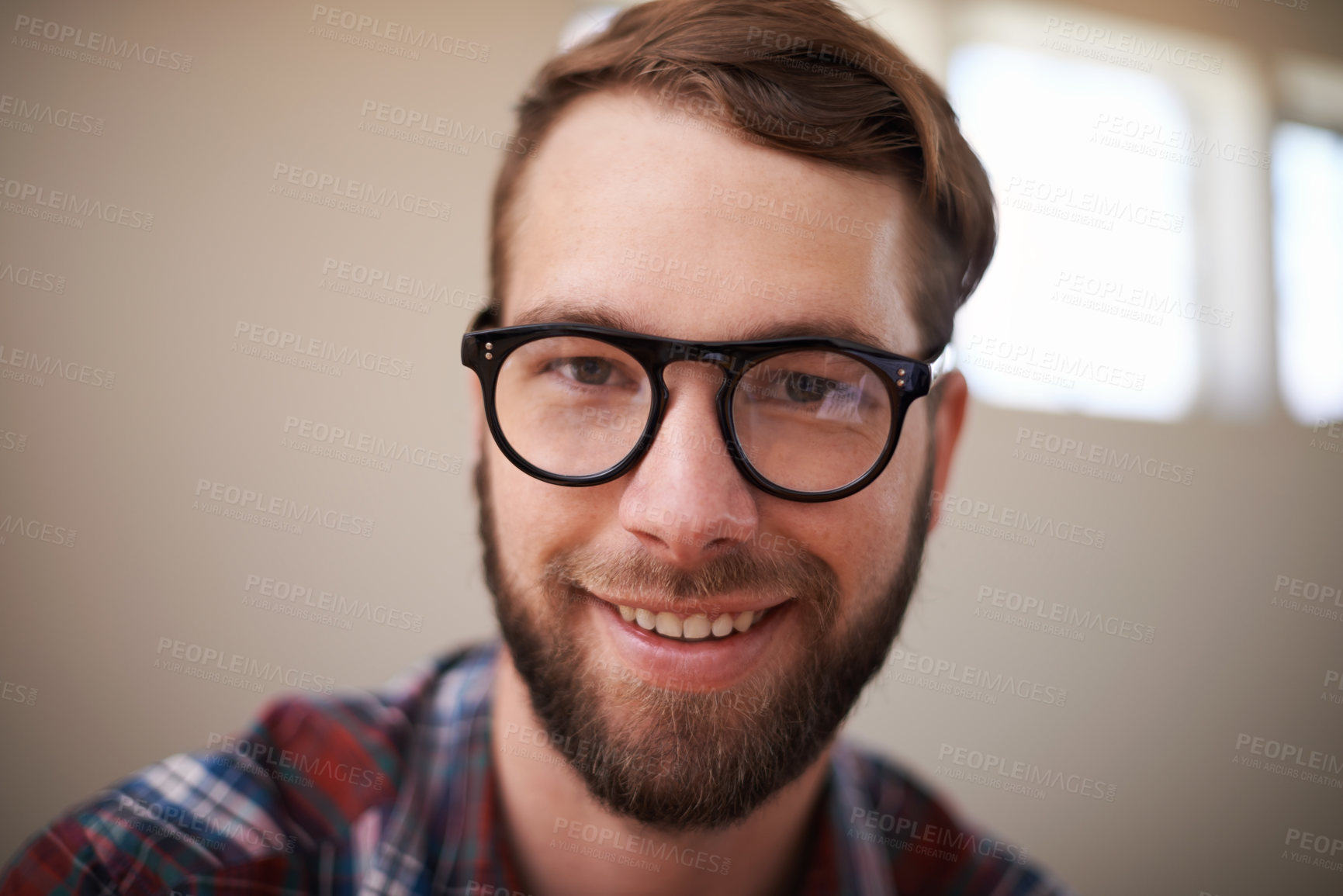 Buy stock photo Shot of a handsome hipster indoors