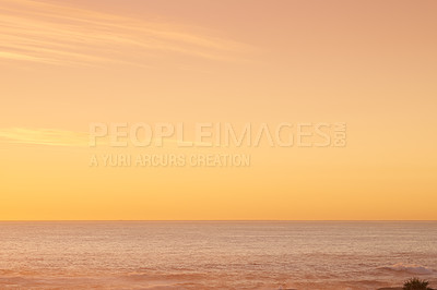 Buy stock photo Beach, sunset and clouds, view and aerial for aesthetic and travel environment and sea. Orange sky, ocean and landscape in summer, trip and vacation for nature and calm  sunlight in Singapore holiday